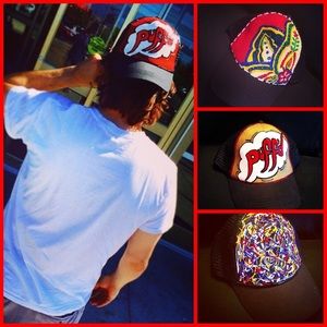 Puff’d Hand Painted Trucker style SnapBack Hats